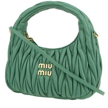 Sac bandoulière Miu Miu Wander en cuir matelassé vert