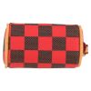 Porte-clef Louis Vuitton  Speedy Editions Limitées en toile damier enduite marron et rouge et cuir naturel - Detail D1 thumbnail