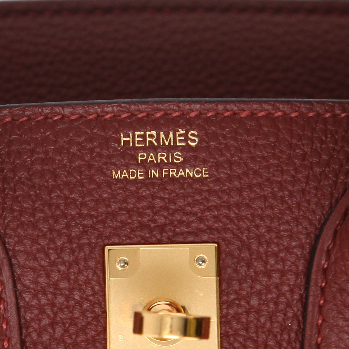 Bolso de mano Hermès  Birkin 25 cm en cuero togo rojo H - Detail D2
