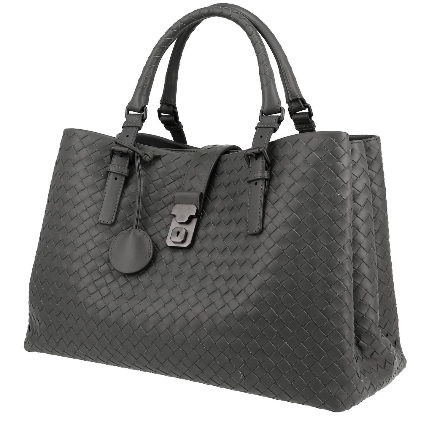Bottega Veneta Roma handbag in grey intrecciato leather