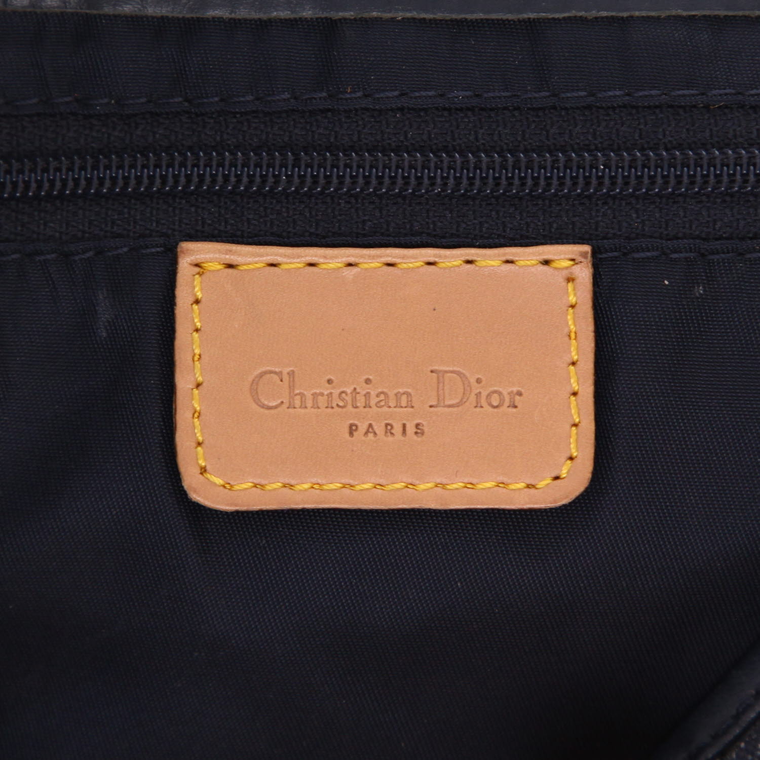 Dior  Vintage shoulder bag  in grey monogram canvas Oblique  and navy blue leather - Detail D2