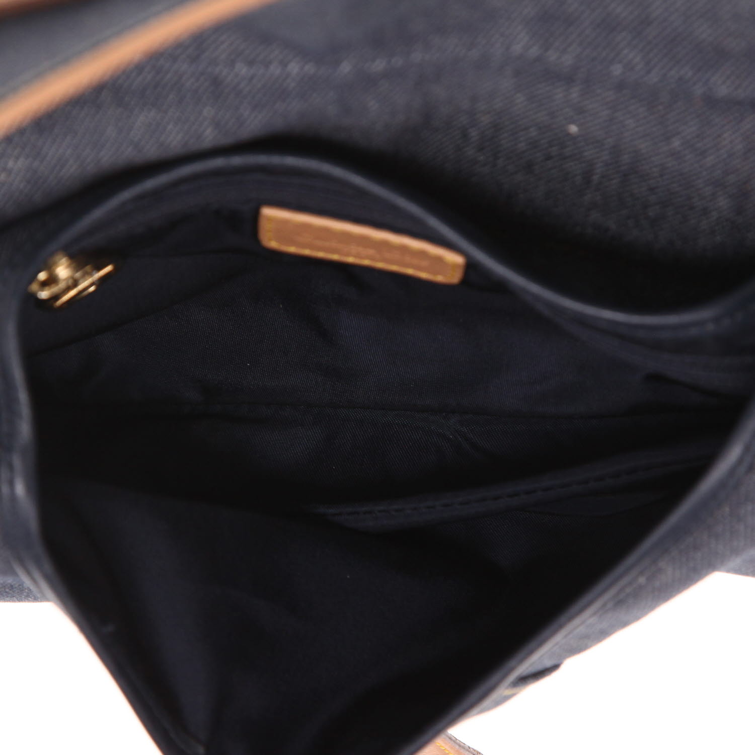 Dior  Vintage shoulder bag  in grey monogram canvas Oblique  and navy blue leather - Detail D3