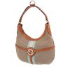 Gucci  Gucci Vintage handbag  in beige, blue and white canvas  and natural leather - 00pp thumbnail