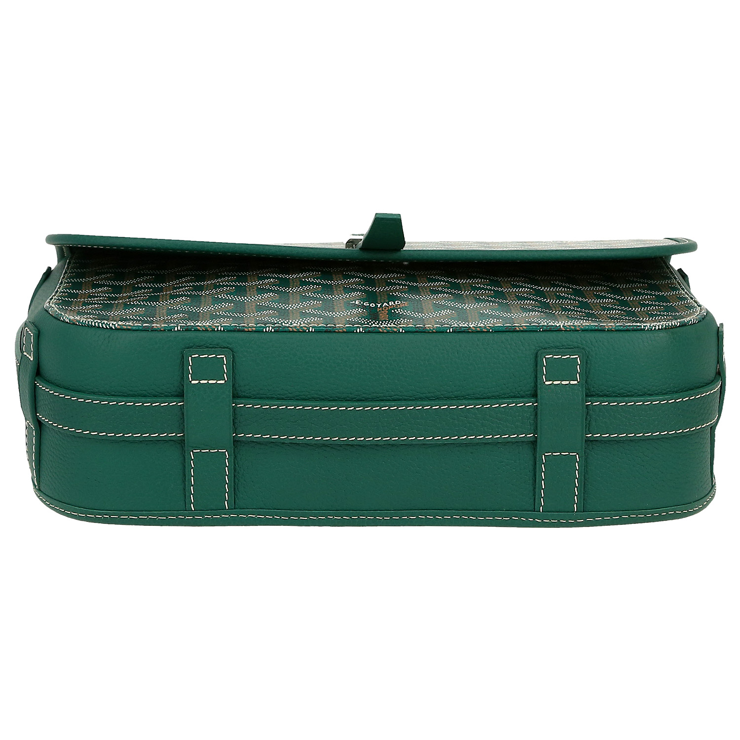 Bolso bandolera Goyard  Belvedère en tela Goyardine verde y cuero verde - Detail D1