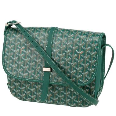 Borsa a tracolla Goyard  Belvedère in tela Goyardine verde e pelle verde
