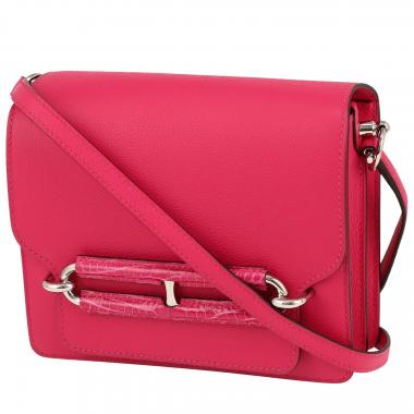 Bolso bandolera Hermès  Roulis en cuero swift rosa