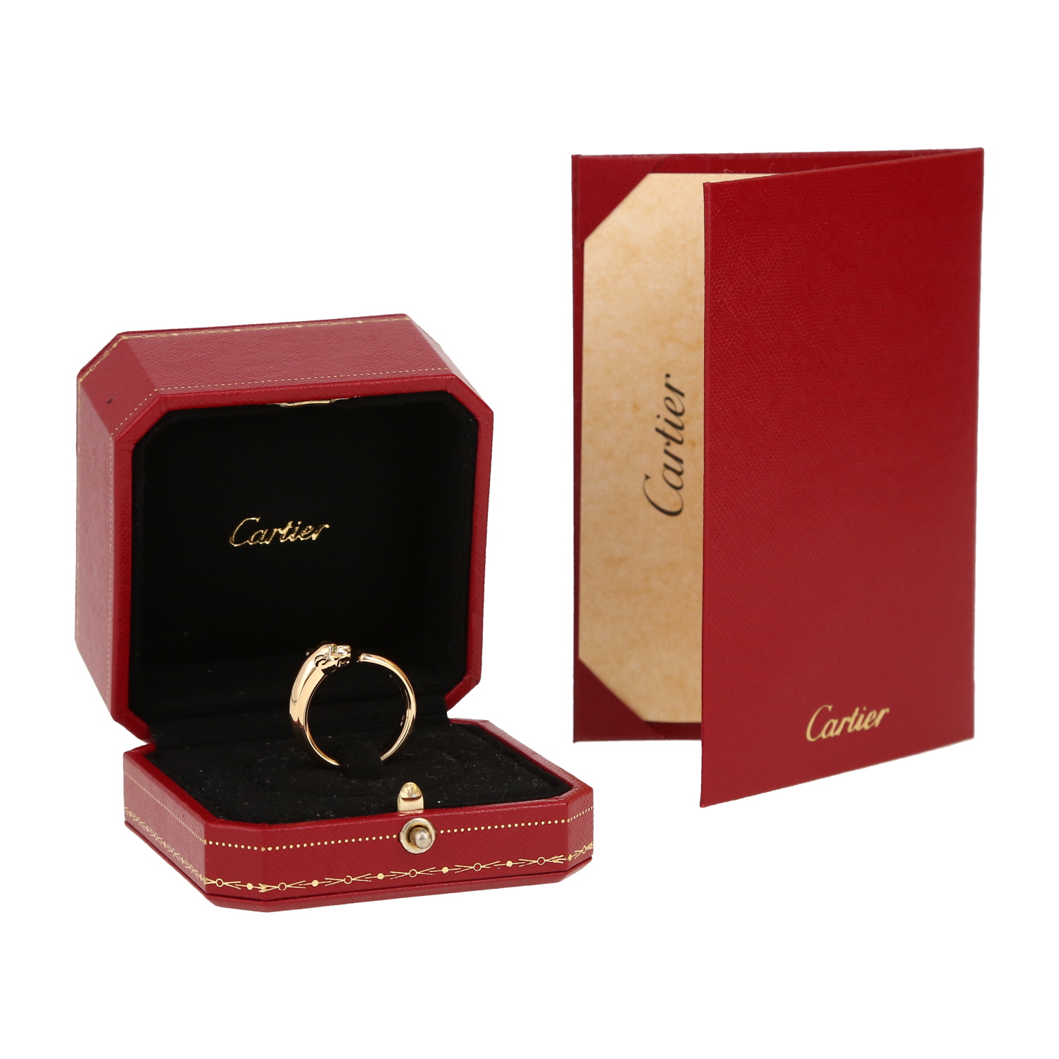 Cartier Panthère ring in yellow gold, tsavorites and onyx - Detail D2