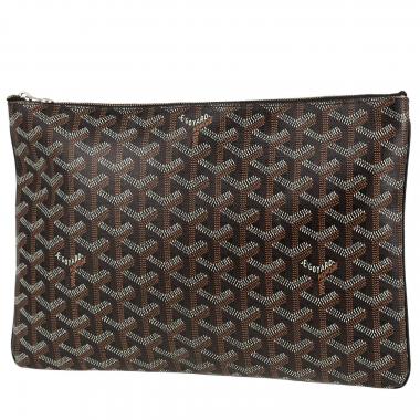 Pochette Goyard  Sénat en toile Goyardine noire marron et blanche
