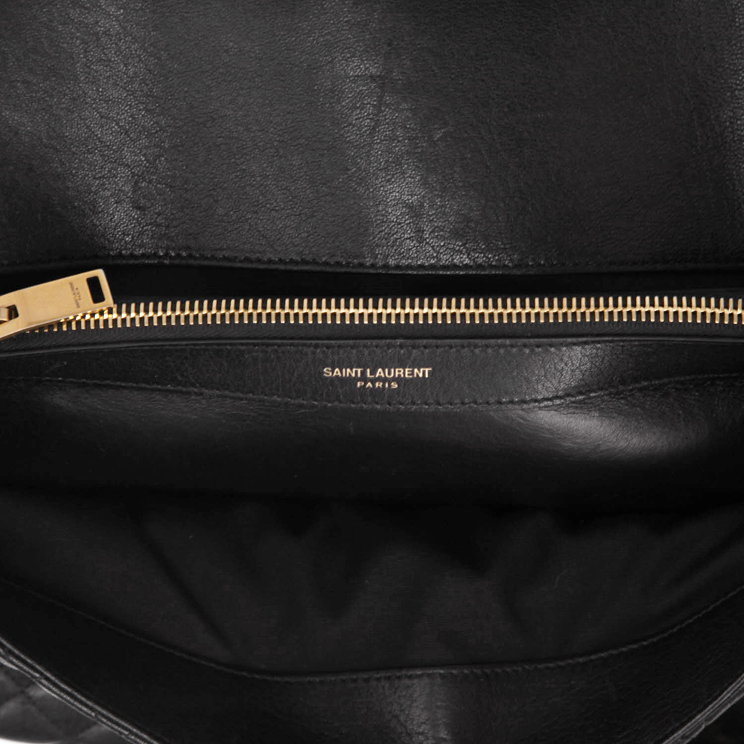 Bolso bandolera Saint Laurent  College modelo grande  en cuero acolchado con motivos de espigas negro - Detail D2