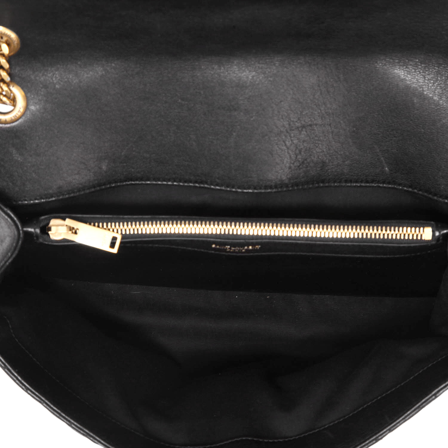 Bolso bandolera Saint Laurent  College modelo grande  en cuero acolchado con motivos de espigas negro - Detail D3