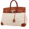 Hermès  Birkin 40 cm handbag  in gold Barenia leather  and beige canvas - 00pp thumbnail
