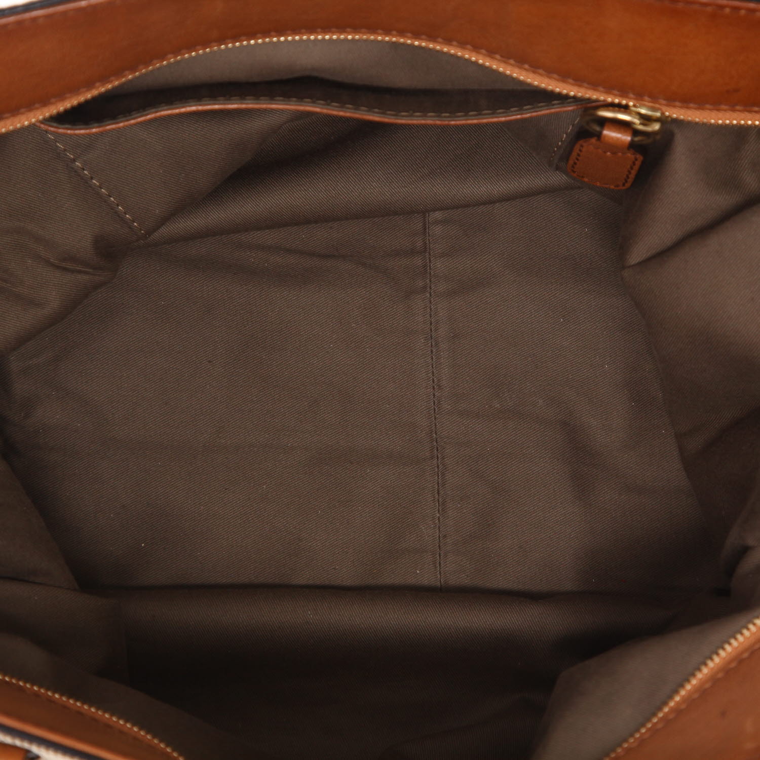 Chloé  Hayley handbag  in beige canvas  and brown leather - Detail D3