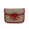 Gucci  1955 Horsebit shoulder bag  in beige "sûpreme GG" canvas  and red leather - 360 thumbnail