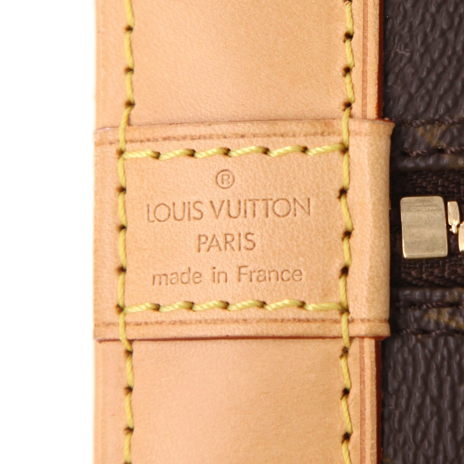 Bolso de mano Louis Vuitton  Alma modelo mediano  en lona Monogram marrón y cuero natural - Detail D2