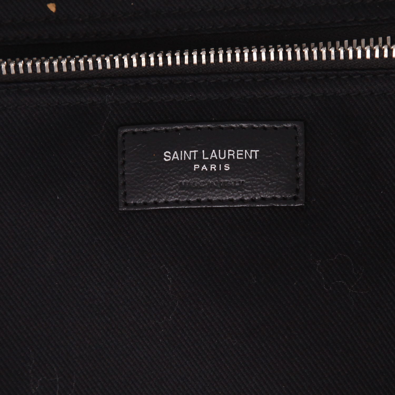 Saint Laurent  Cabas YSL shopping bag  in khaki leather - Detail D2
