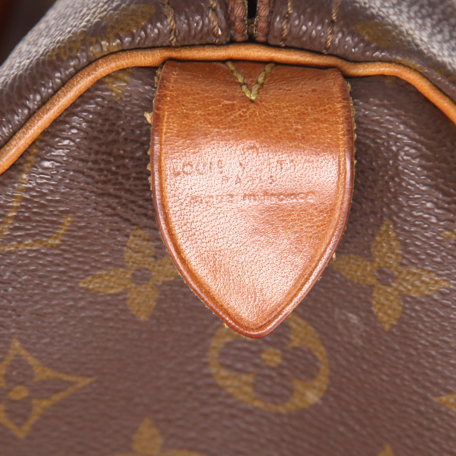 Bolso de mano Louis Vuitton  Speedy 35 en lona Monogram marrón y cuero natural - Detail D2