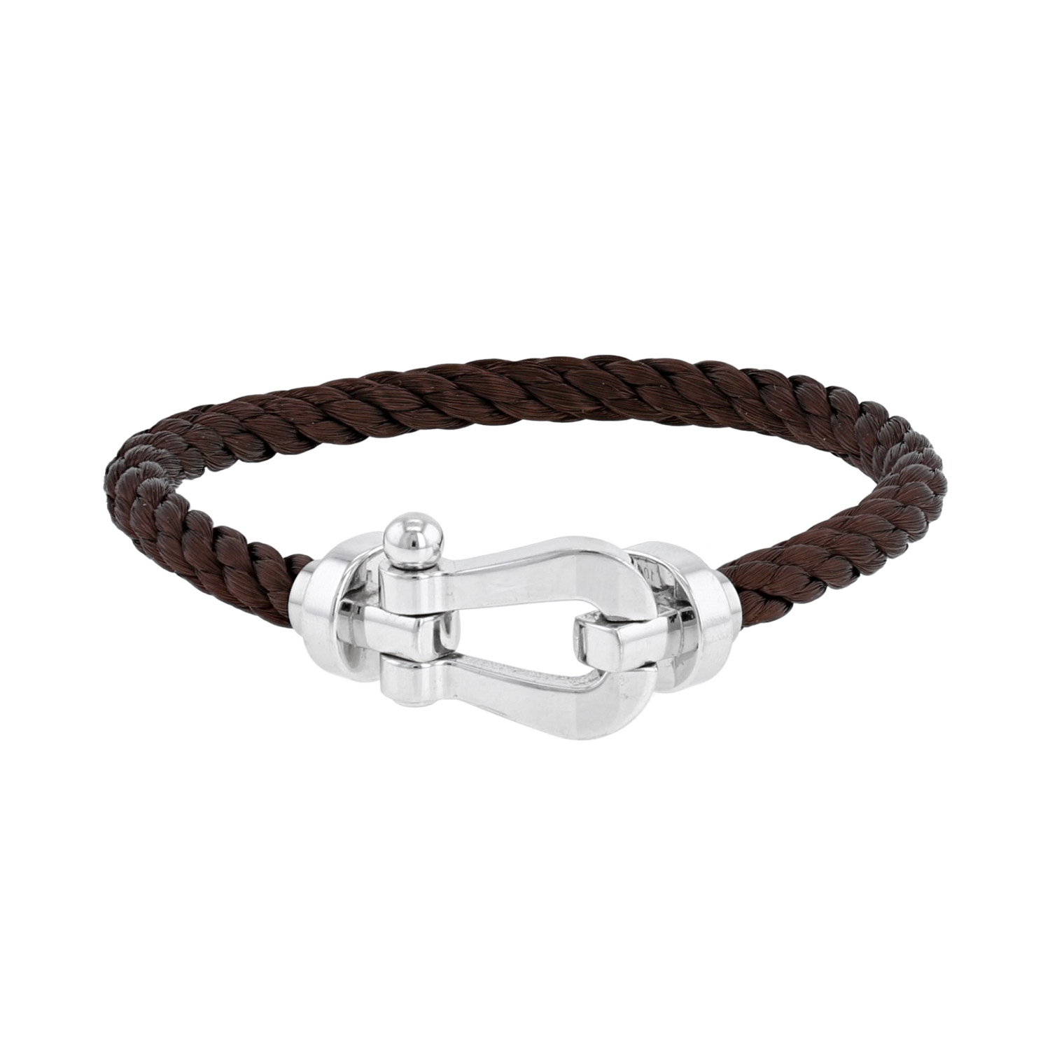 Bracelet Fred Force 10 grand modèle en or blanc et nylon - Detail D3