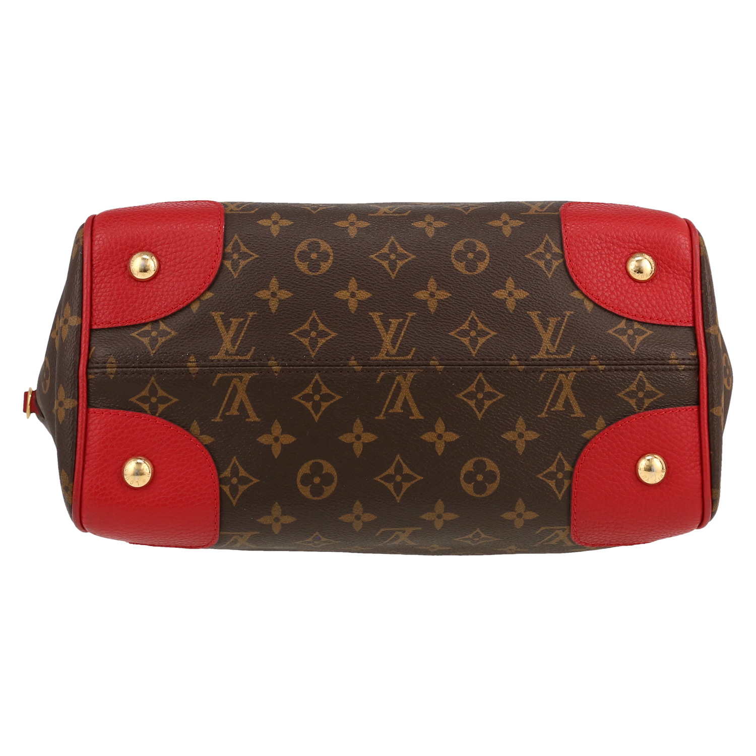 Louis Vuitton  Estrela handbag  in brown monogram canvas  and red leather - Detail D1