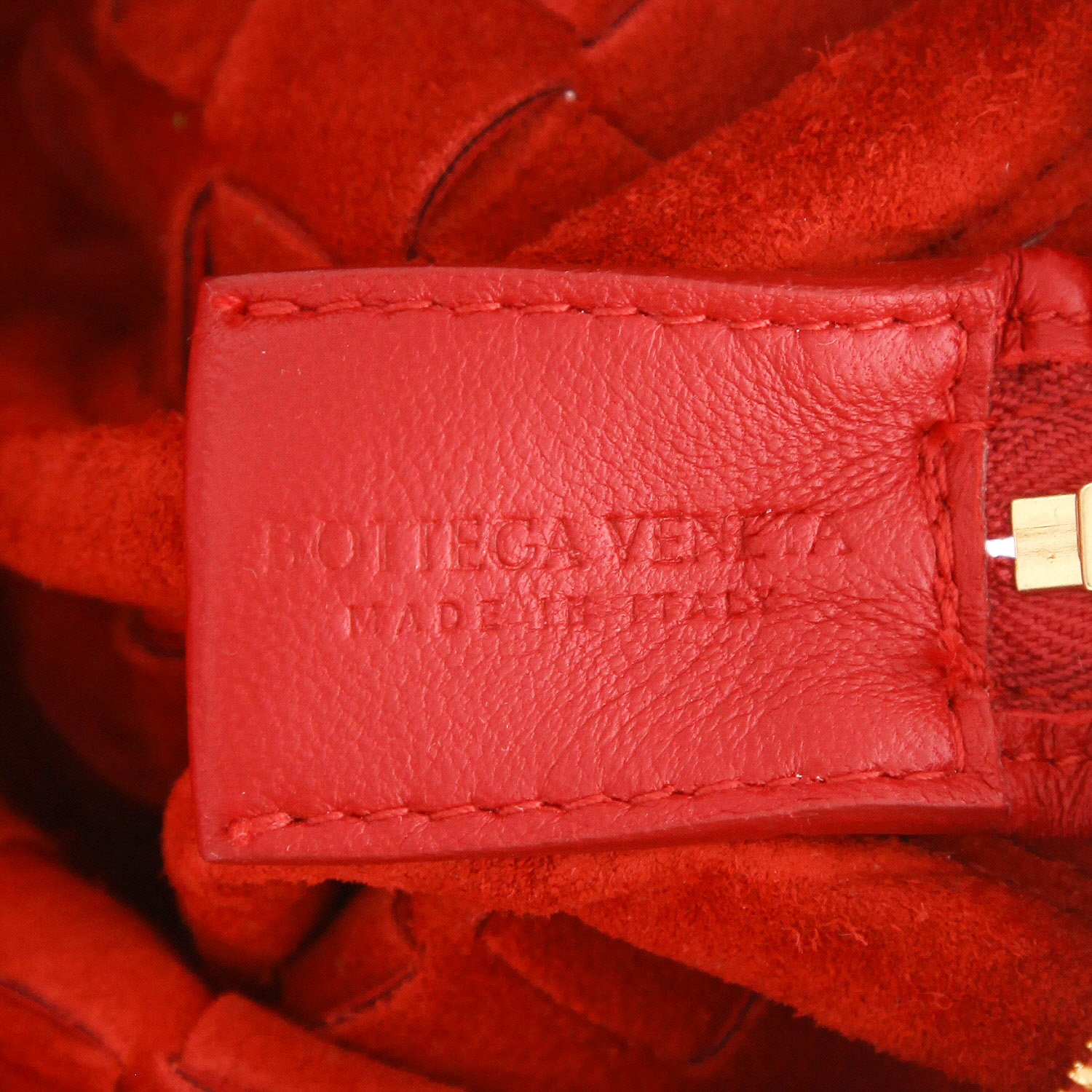 Borsa a tracolla Bottega Veneta  Loop mini  in pelle intrecciata rossa - Detail D2