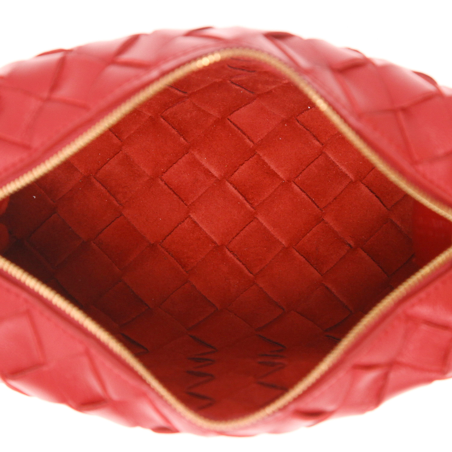 Bottega Veneta  Loop mini  shoulder bag  in red intrecciato leather - Detail D3