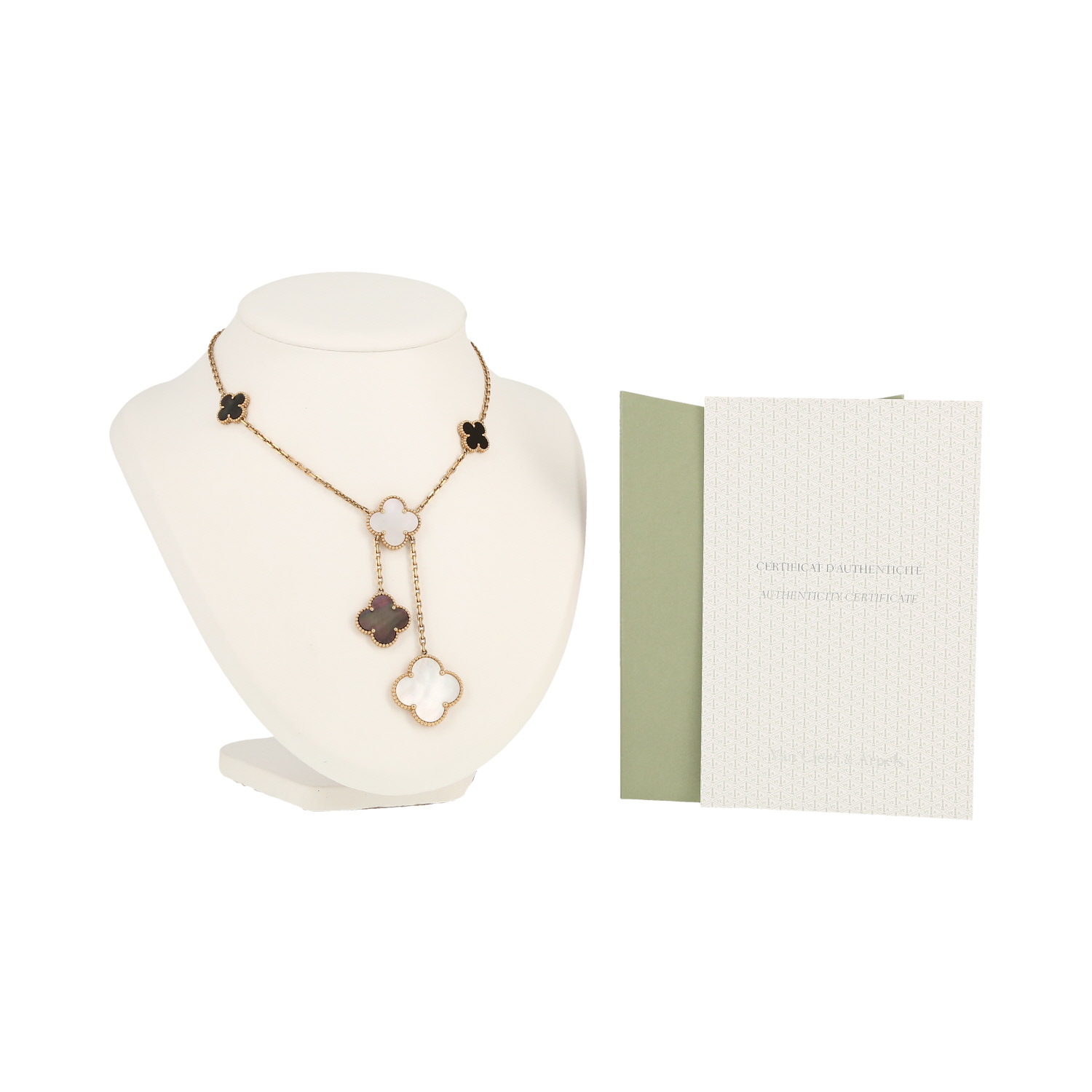 Van Cleef & Arpels Magic Alhambra necklace in yellow gold, mother of pearl and onyx - Detail D2