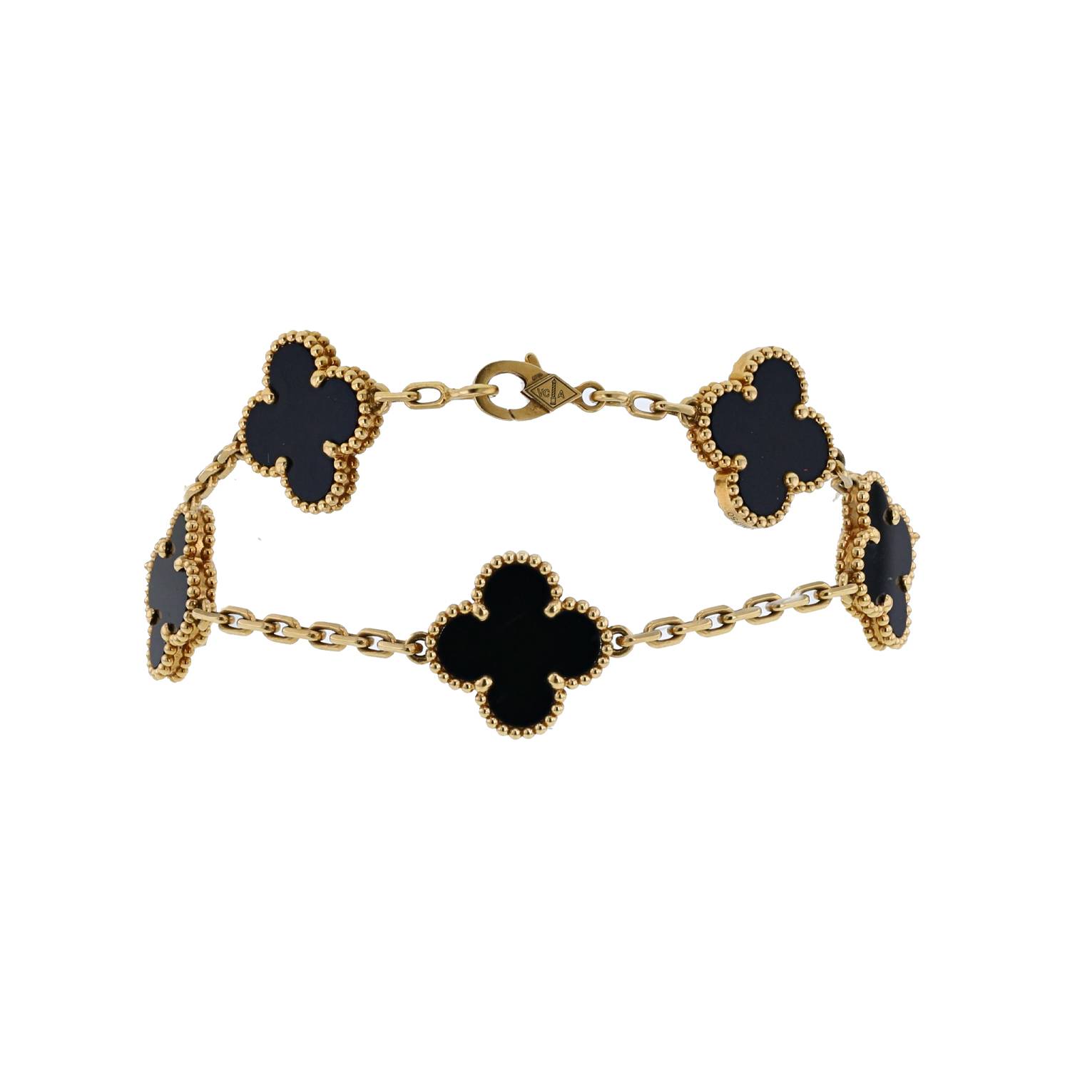 Bracelet Van Cleef 
Arpels Vintage Alhambra en or jaune et onyx