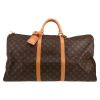 Bolsa de viaje Louis Vuitton  Keepall 60 en lona Monogram marrón y cuero natural - Detail D1 thumbnail