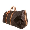 Bolsa de viaje Louis Vuitton  Keepall 60 en lona Monogram marrón y cuero natural - Detail D2 thumbnail