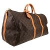 Bolsa de viaje Louis Vuitton  Keepall 60 en lona Monogram marrón y cuero natural - Detail D3 thumbnail