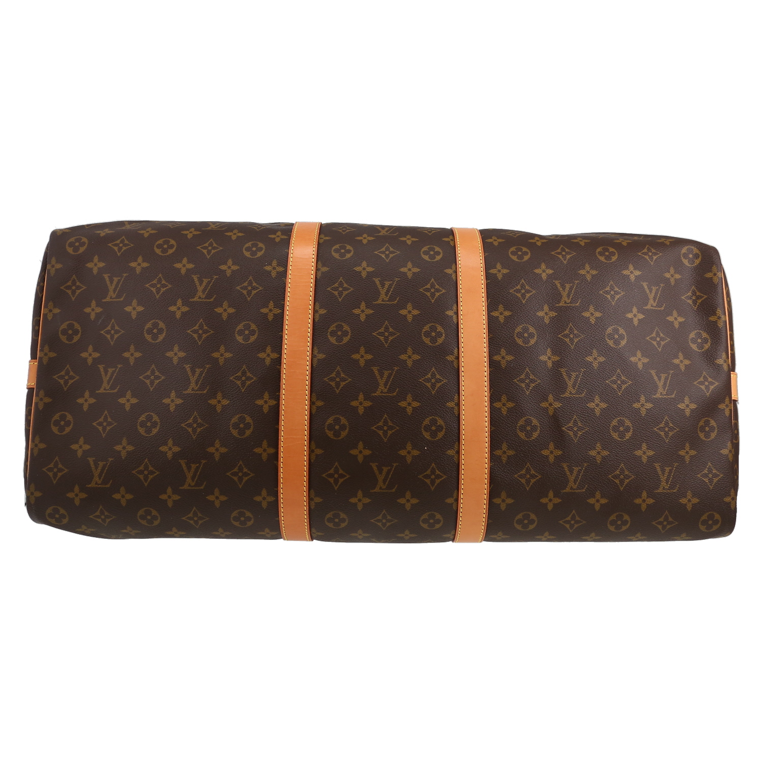 Louis Vuitton  Keepall 60 travel bag  in brown monogram canvas  and natural leather - Detail D4