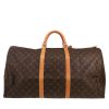 Bolsa de viaje Louis Vuitton  Keepall 60 en lona Monogram marrón y cuero natural - Detail D5 thumbnail