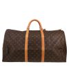 Sac de voyage Louis Vuitton  Keepall 60 en toile monogram marron et cuir naturel - Detail D5 thumbnail