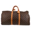 Sac de voyage Louis Vuitton  Keepall 60 en toile monogram marron et cuir naturel - Detail D1 thumbnail