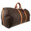 Bolsa de viaje Louis Vuitton  Keepall 60 en lona Monogram marrón y cuero natural - Detail D3 thumbnail