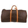 Bolsa de viaje Louis Vuitton  Keepall 60 en lona Monogram marrón y cuero natural - Detail D5 thumbnail