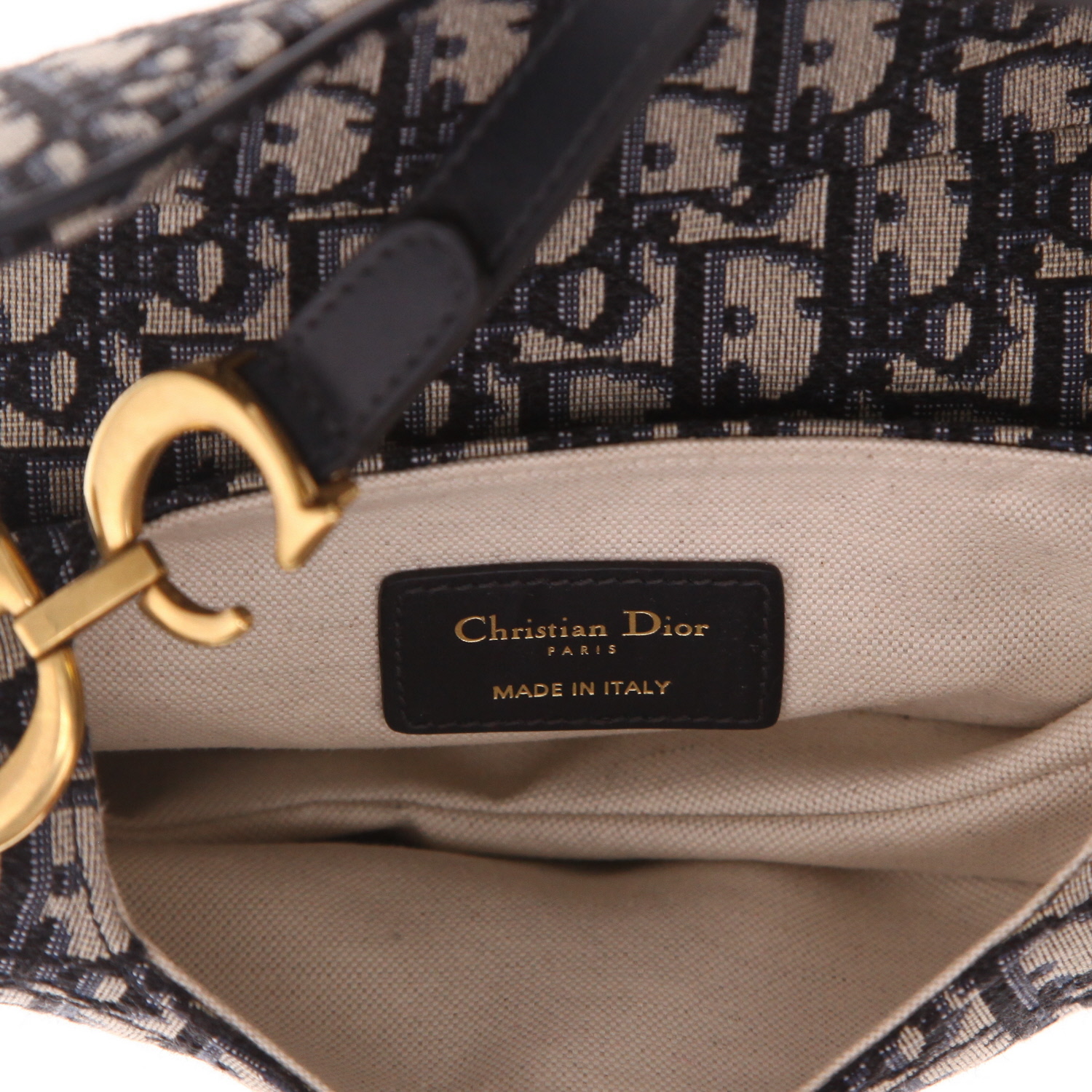 Borsa Dior  Saddle mini  in tessuto a monogramma Oblique blu marino e pelle blu marino - Detail D3