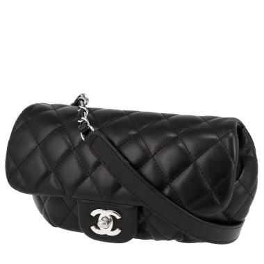 Bolsito-cinturón Chanel  Pochette ceinture en cuero acolchado negro