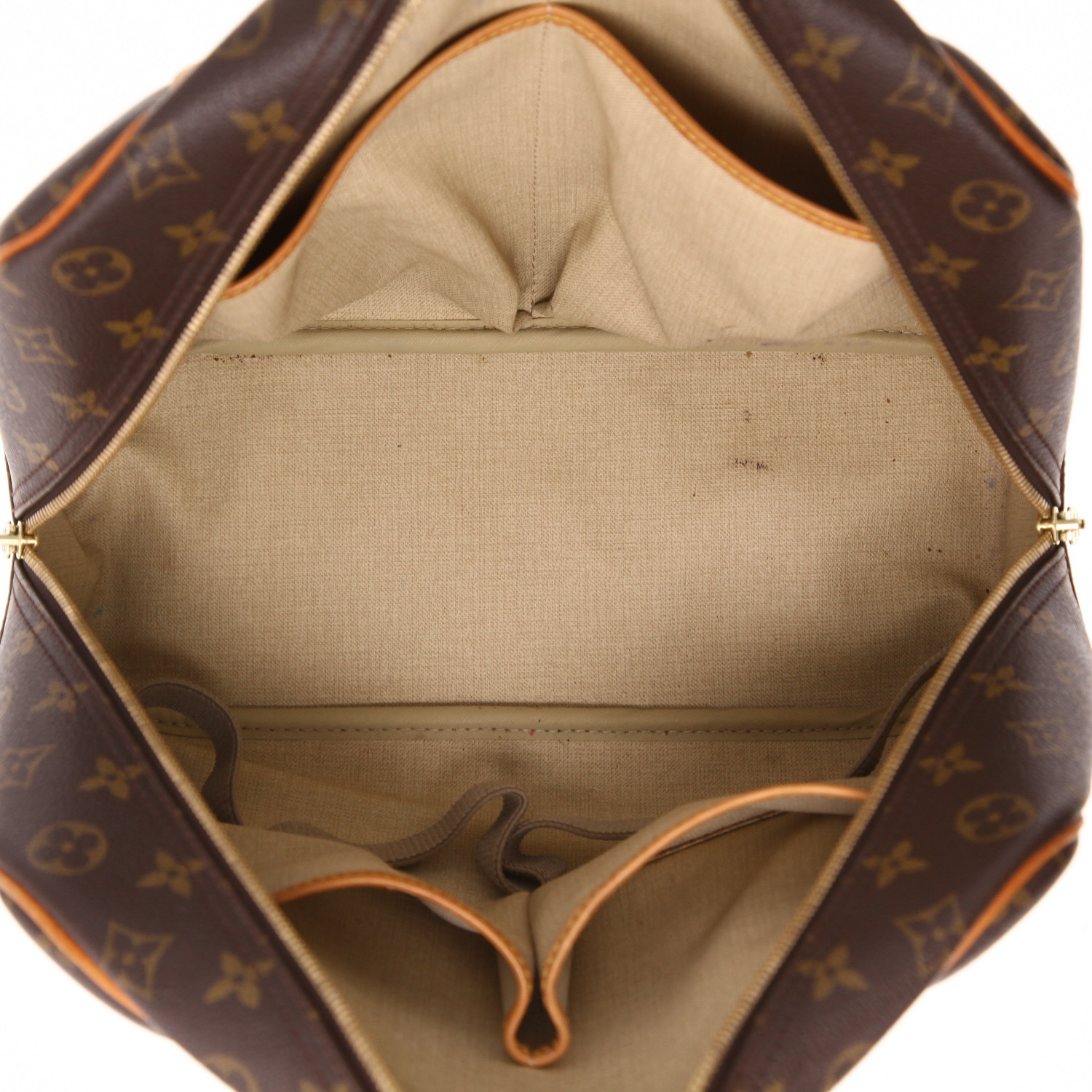 Sac de week end Louis Vuitton  Deauville en toile monogram et cuir naturel - Detail D3