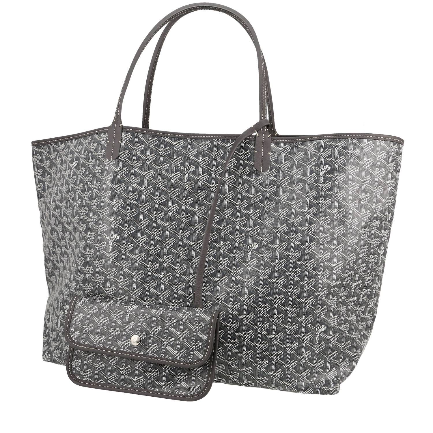 Sac cabas Goyard  Saint-Louis en toile Goyardine grise et cuir gris