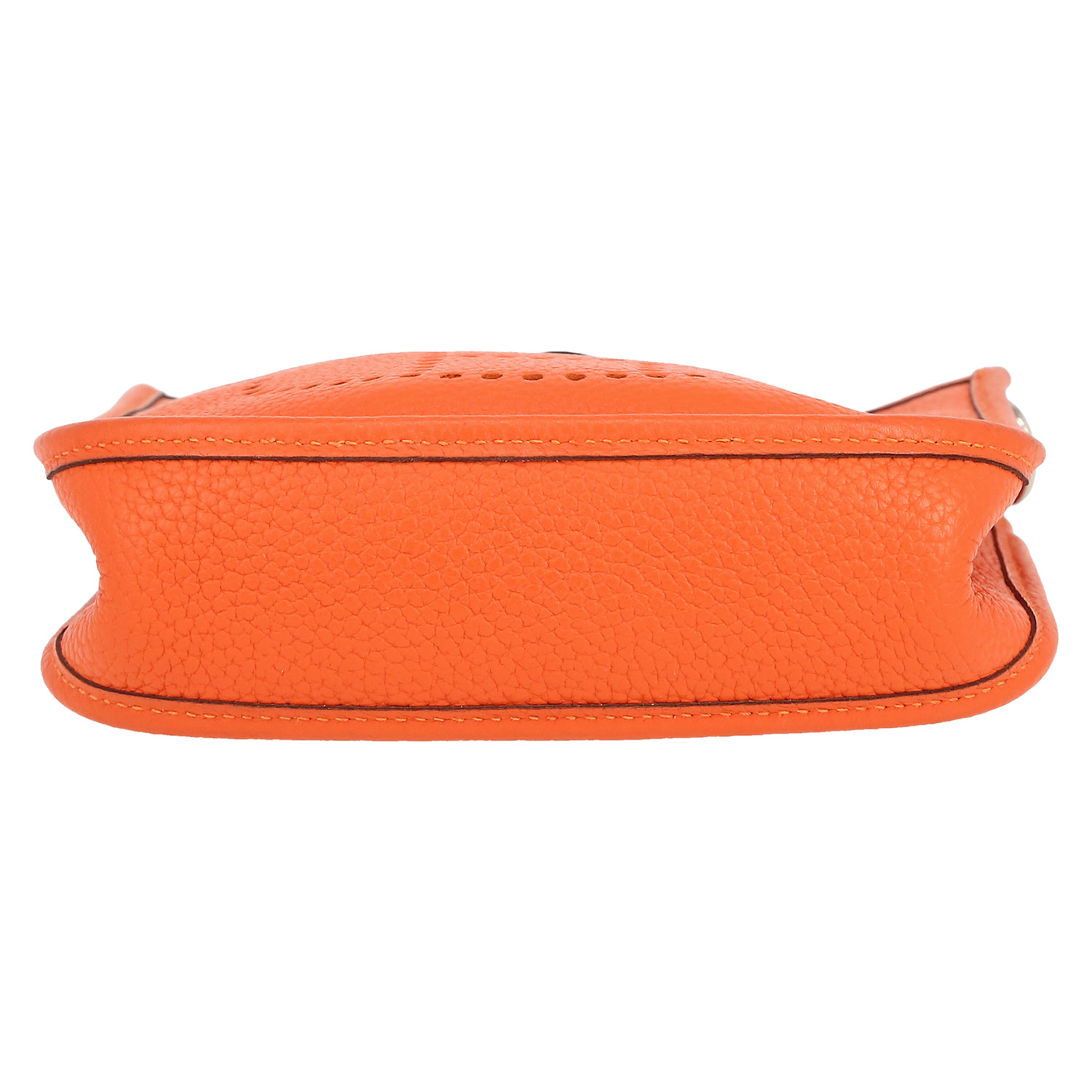 Hermès mini Evelyne shoulder bag  in orange leather taurillon clémence - Detail D1