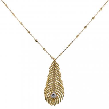 Sautoir Boucheron Plume de Paon en or jaune et diamants