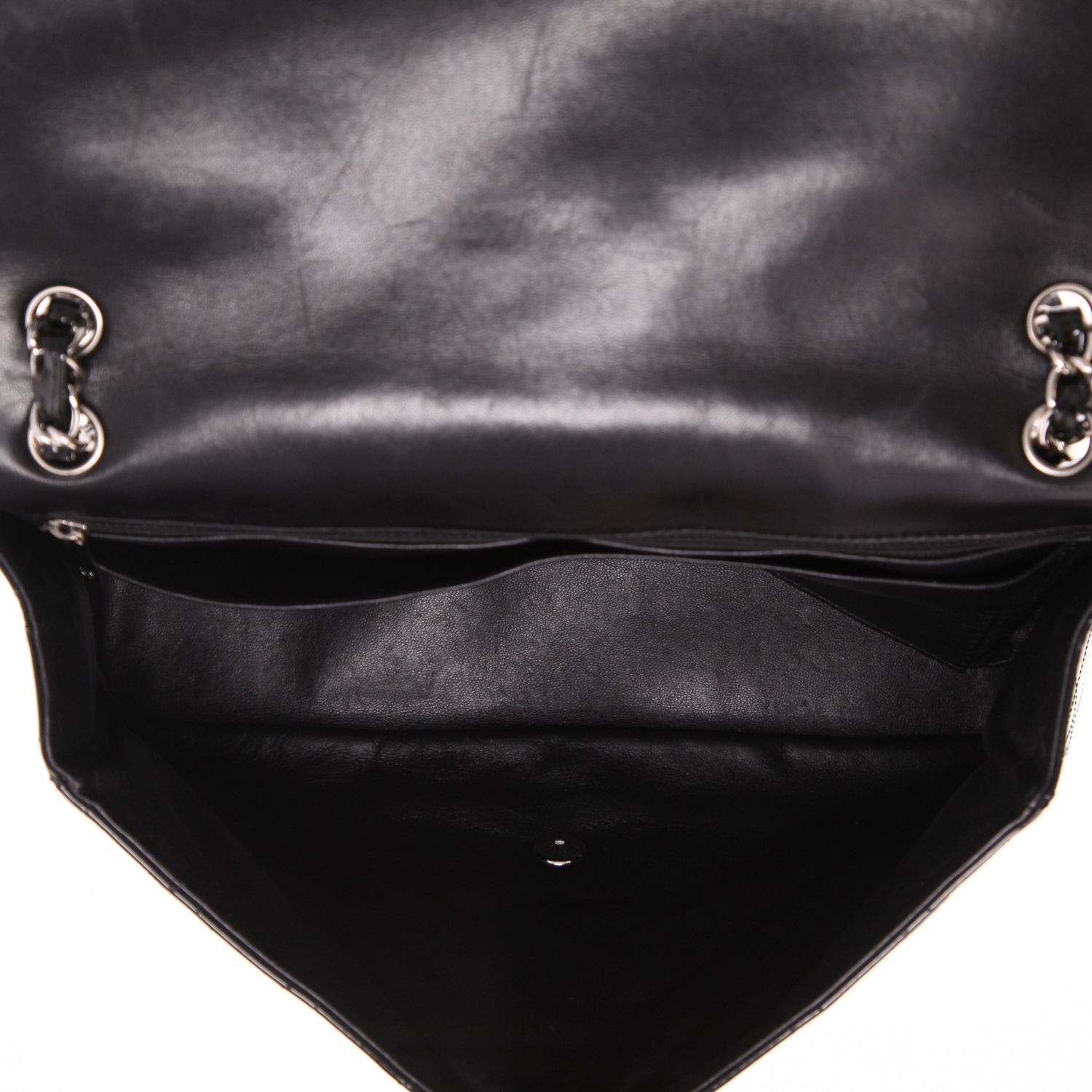Borsa Chanel  Timeless Maxi Jumbo in pelle verniciata e foderata nera - Detail D3
