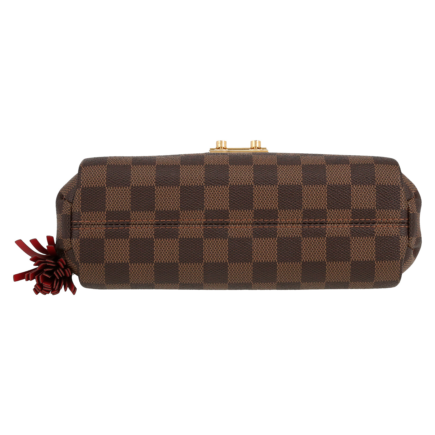 Louis Vuitton  Croisette shoulder bag  in ebene damier canvas  and brown leather - Detail D1