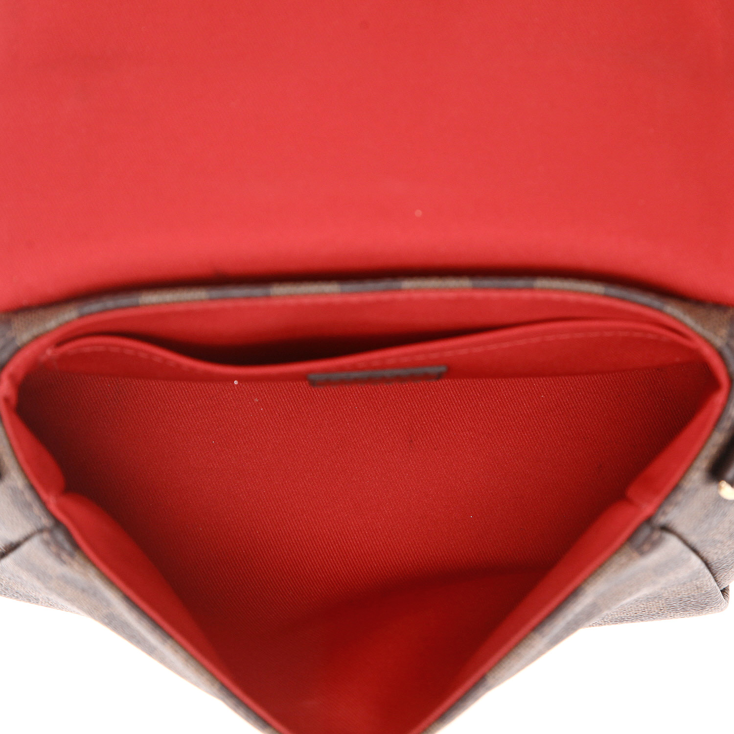 Sac bandoulière Louis Vuitton  Croisette en toile damier ébène et cuir marron - Detail D3