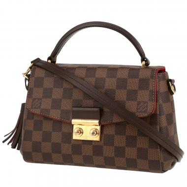 Sac bandoulière Louis Vuitton  Croisette en toile damier ébène et cuir marron