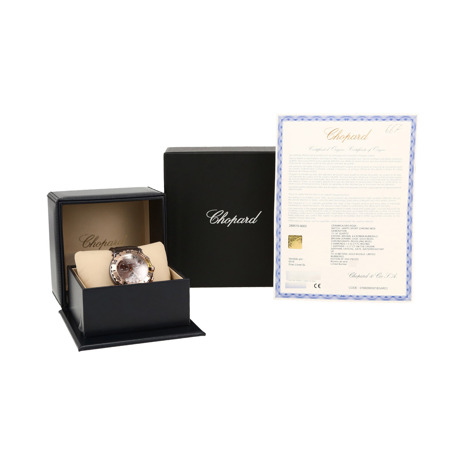 Reloj Chopard Happy Sport de cerámica y oro rosa Ref: Chopard - 8515  Circa 2013 - Limited edition - Detail D2