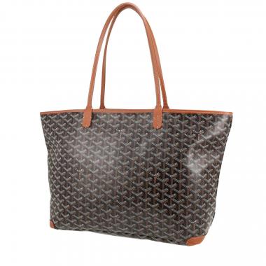 Bolso Cabás Goyard  Artois en tela Goyardine negra y cuero marrón