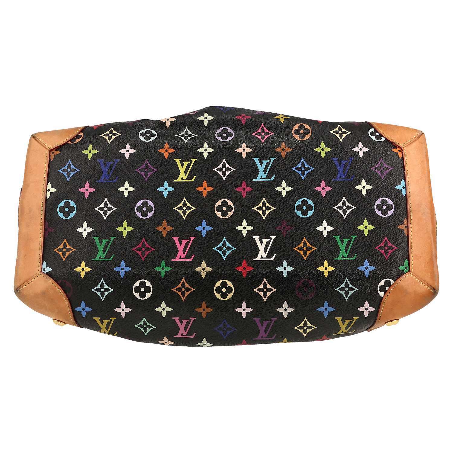 Borsa Louis Vuitton  Ursula in tela monogram multicolore nera e pelle naturale - Detail D1