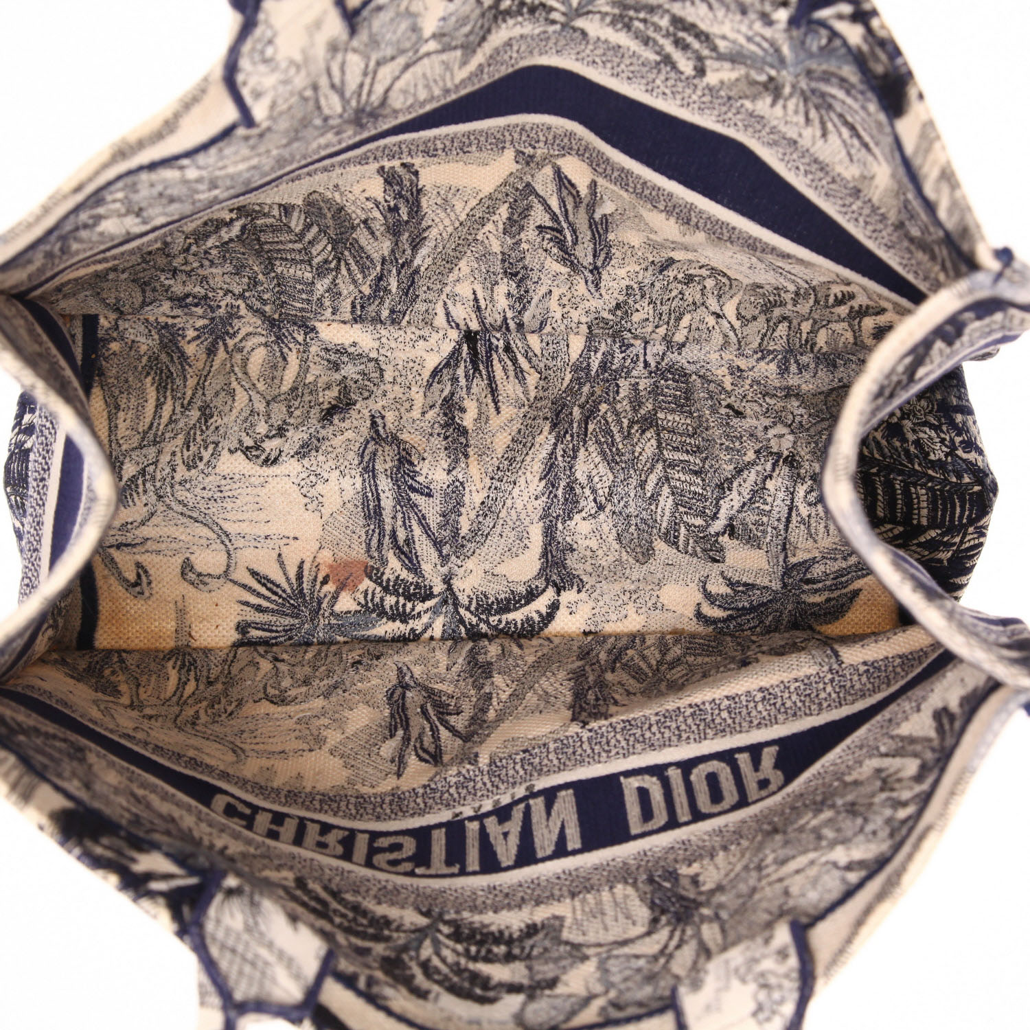 Sac cabas Dior  Book Tote grand modèle  en toile imprimée à motifs bleue et beige - Detail D3