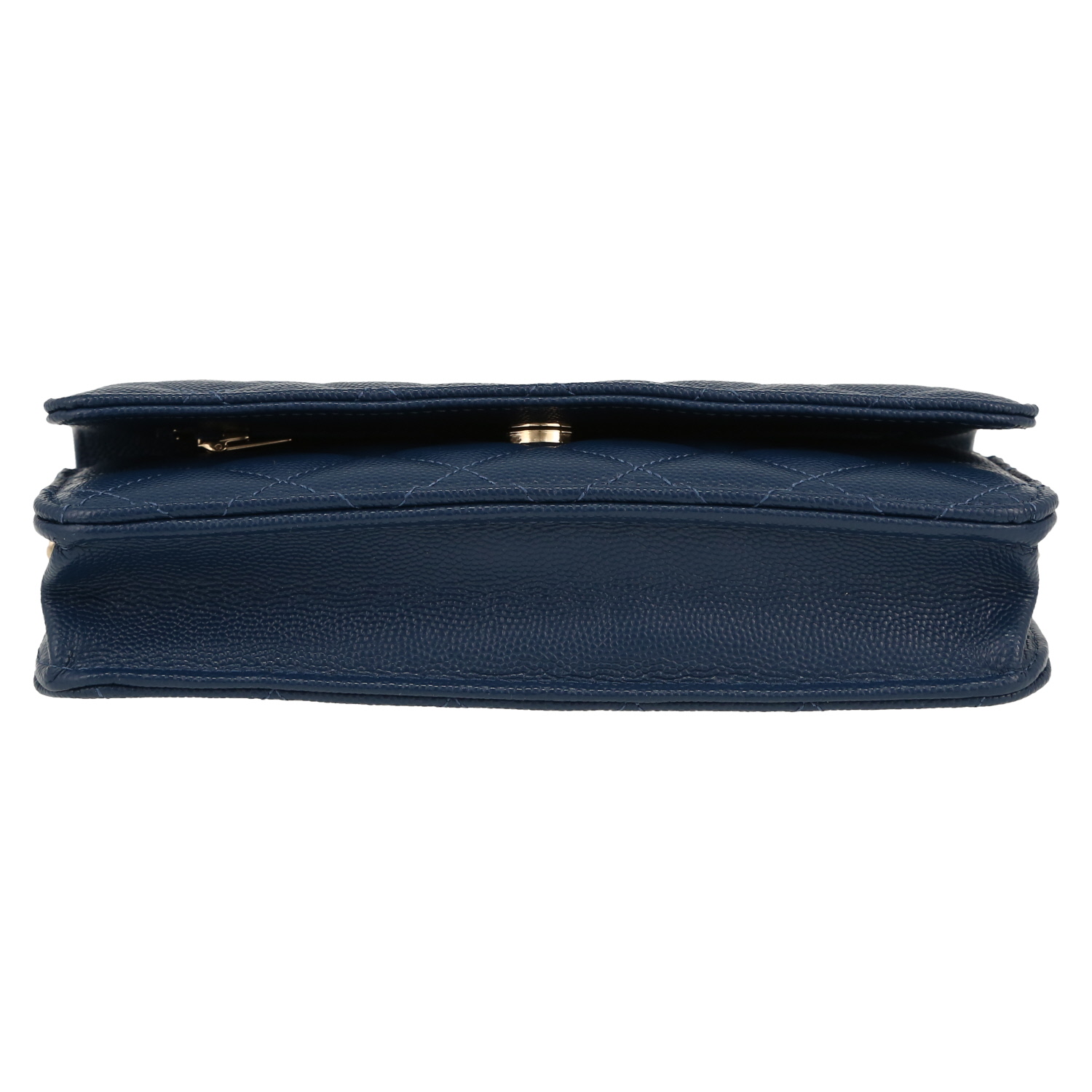 Chanel  Wallet on Chain shoulder bag  in navy blue quilted leather - Detail D1